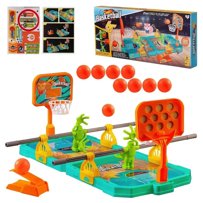 Basketball Tabletop Action Game 2 In 1 For 2 Players Includes 10 Balls , 2 Launchers , 2 Tables (115-3)